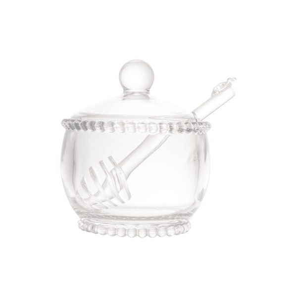 Encontraproduto.com.br - Meleira de Cristal Chumbo com Colher Abelha Bolinha Pearl 10cm