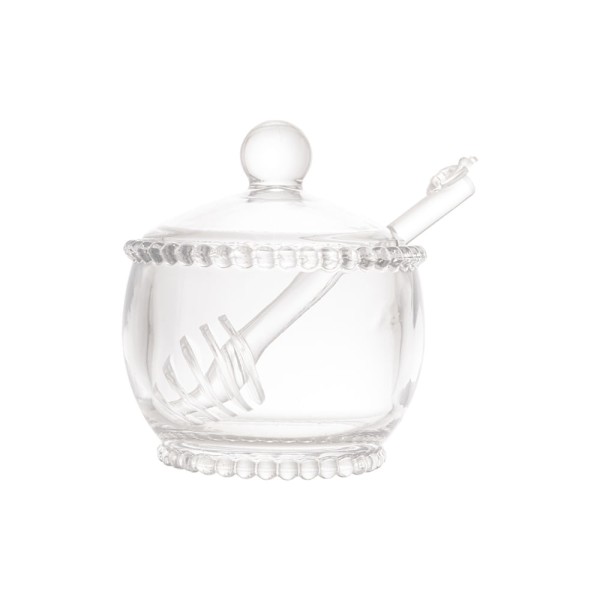 Encontraproduto.com.br - Meleira de Cristal Chumbo com Colher Abelha Bolinha Pearl 10cm