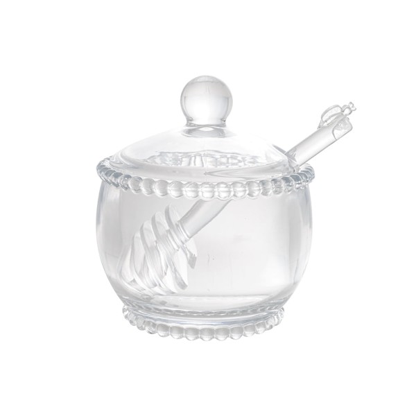 Encontraproduto.com.br - Meleira de Cristal Chumbo com Colher Abelha Bolinha Pearl 10cm