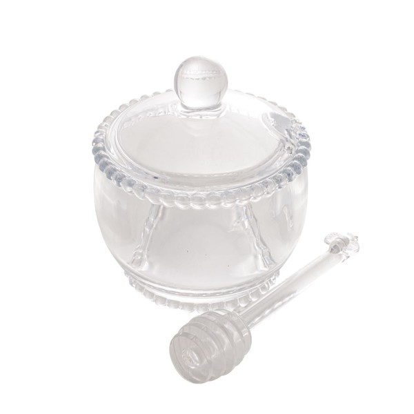 Encontraproduto.com.br - Meleira de Cristal Chumbo com Colher Abelha Bolinha Pearl 10cm