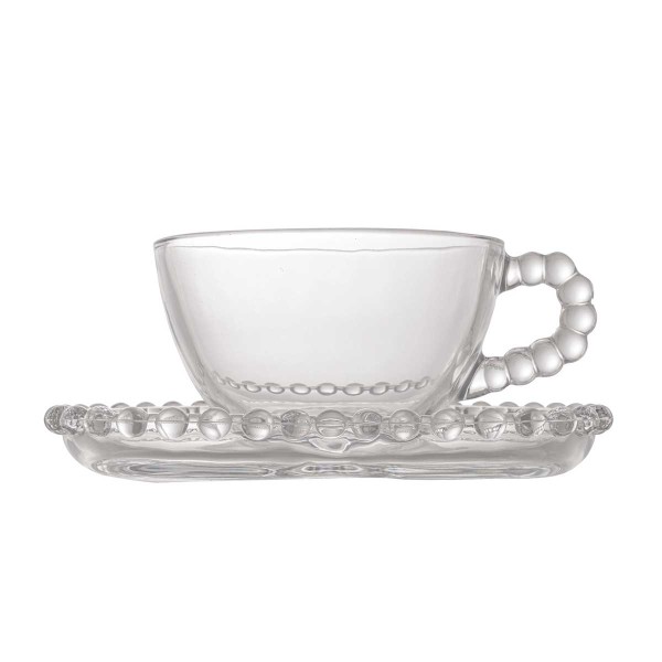 Encontraproduto.com.br - Jogo 4 Xícaras Chá Cristal de Chumbo Com Pires Coração Pearl 180ml