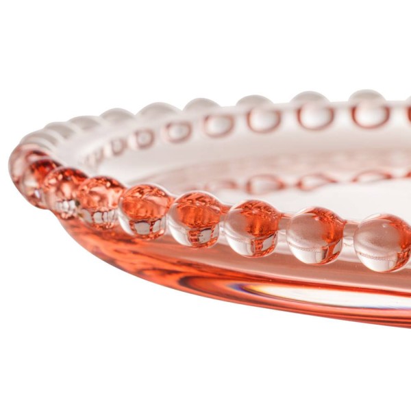 Encontraproduto.com.br - Prato Cristal Coração Pearl Bolinha Rosa - 25 cm