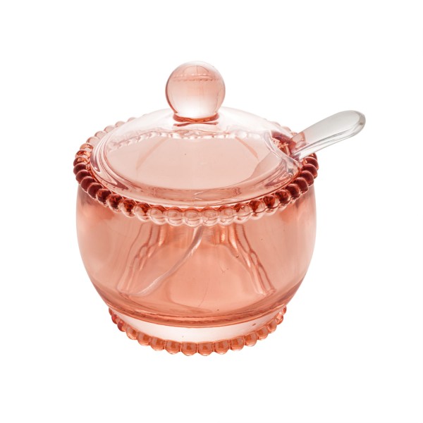 Encontraproduto.com.br - Açucareiro Cristal Chumbo com Colher Pearl Rosa 10cm