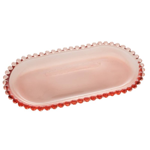 Encontraproduto.com.br - Travessa Pearl Oval Cristal De Chumbo Rosa 30x15x2cm - Wolff