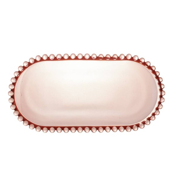 Encontraproduto.com.br - Travessa Pearl Oval Cristal De Chumbo Rosa 30x15x2cm - Wolff