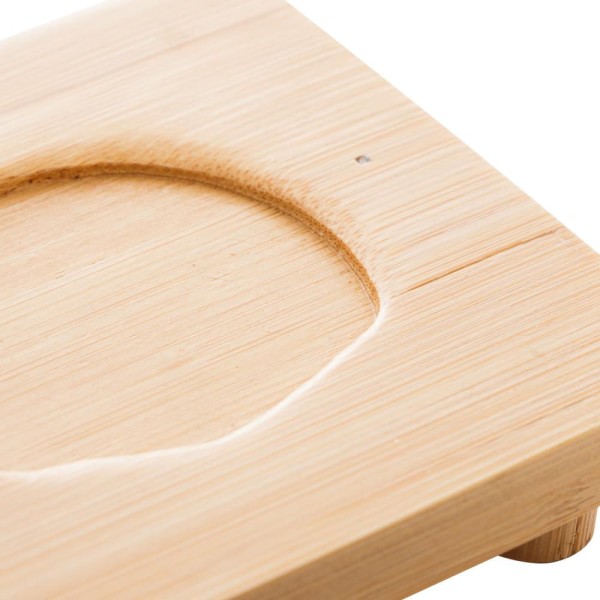 Encontraproduto.com.br - Conjunto 3 Petisqueiras de Porcelana com Bandeja Bambu Azul Matt 32cm x 9cm x 5cm - Wolff