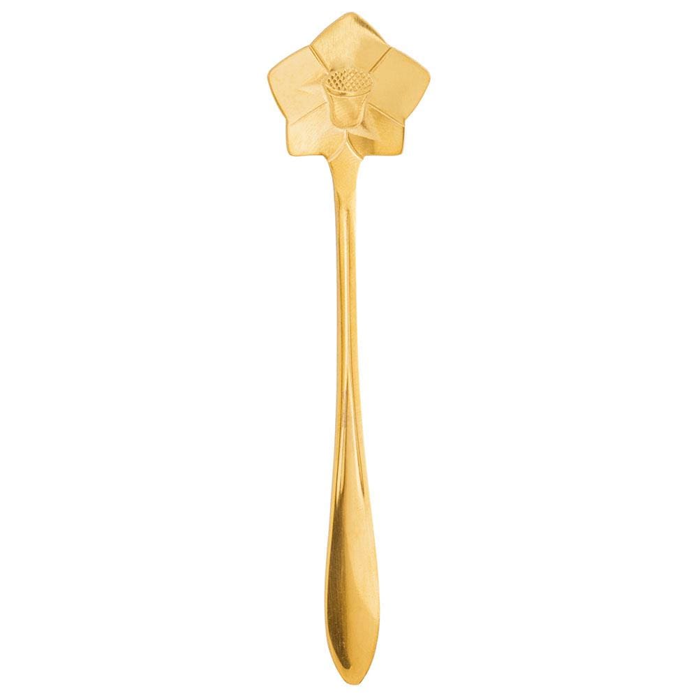 Encontraproduto.com.br - Jogo 4 Colheres para Chá  Flores Aço Inox Dourado
