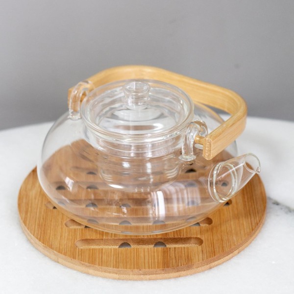 Encontraproduto.com.br - Bule Para Chá De Vidro 800 Ml Com Alça De Bambu Wolff