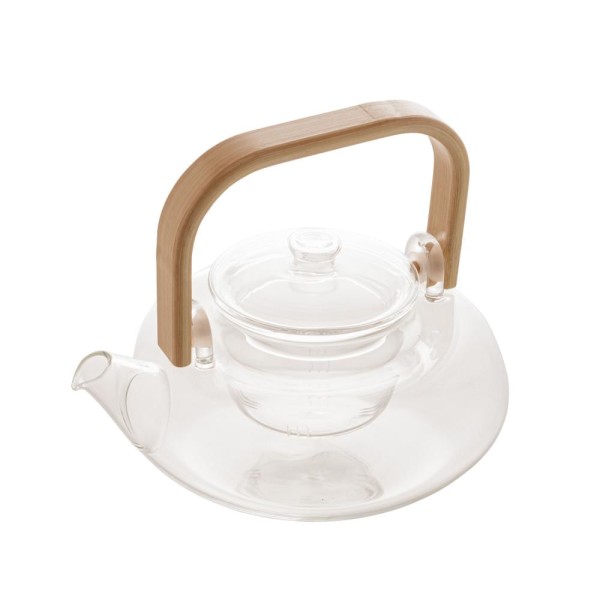 Encontraproduto.com.br - Bule Para Chá De Vidro 800 Ml Com Alça De Bambu Wolff
