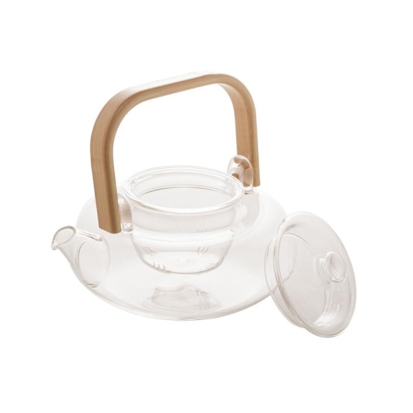 Encontraproduto.com.br - Bule Para Chá De Vidro 800 Ml Com Alça De Bambu Wolff