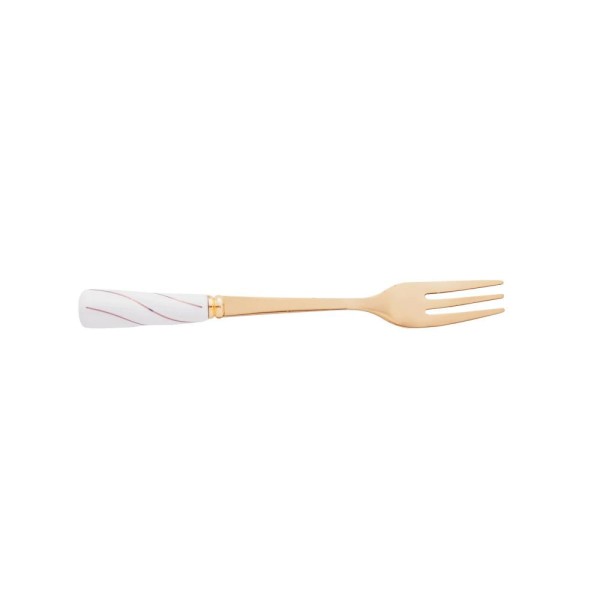 Encontraproduto.com.br - Conjunto 4 Garfos para Aperitivo de Aço Inox Dourado com Cabo de Cerâmica Branco - Wolff
