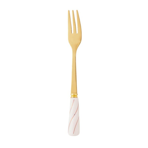 Encontraproduto.com.br - Conjunto 4 Garfos para Aperitivo de Aço Inox Dourado com Cabo de Cerâmica Branco - Wolff
