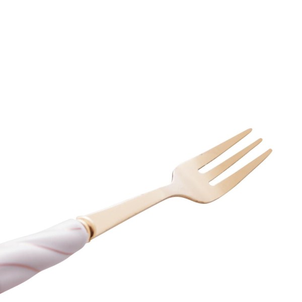 Encontraproduto.com.br - Conjunto 4 Garfos para Aperitivo de Aço Inox Dourado com Cabo de Cerâmica Branco - Wolff