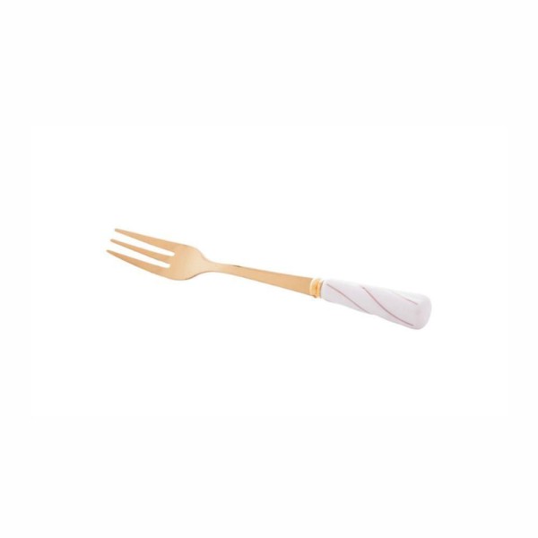 Encontraproduto.com.br - Conjunto 4 Garfos para Aperitivo de Aço Inox Dourado com Cabo de Cerâmica Branco - Wolff