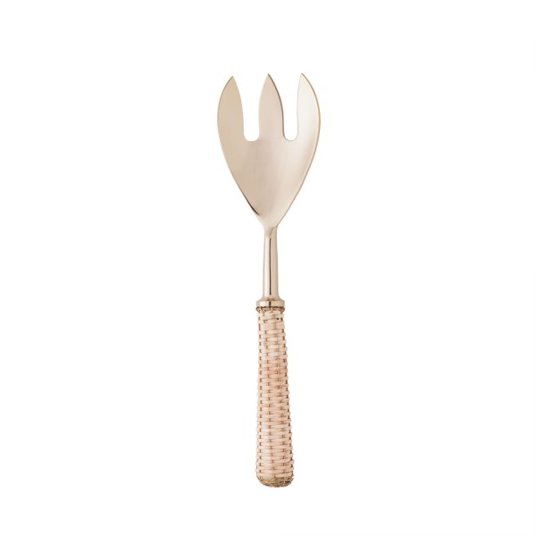 Encontraproduto.com.br - 2 Peças Para Salada Wolff Cabo De Rattan Dourado De Aço Inox