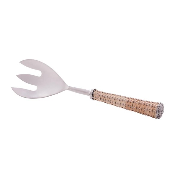 Encontraproduto.com.br - Conjunto 2 Peças para Salada de Aço Inox com Cabo de Rattan Prata - Wolff