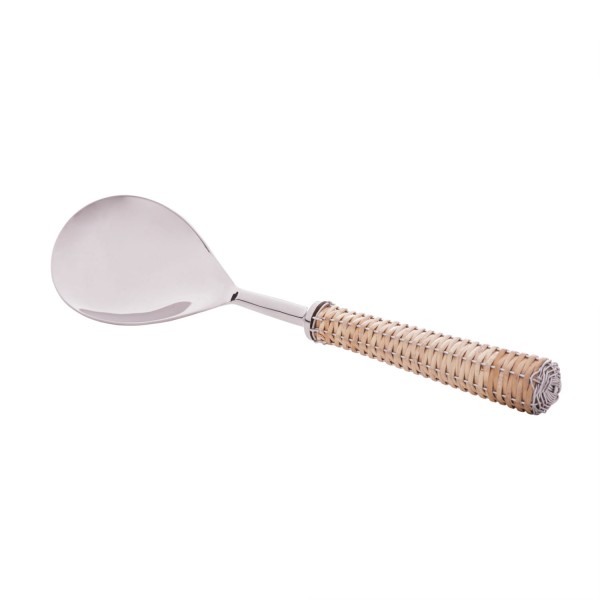Encontraproduto.com.br - Conjunto 2 Peças para Salada de Aço Inox com Cabo de Rattan Prata - Wolff
