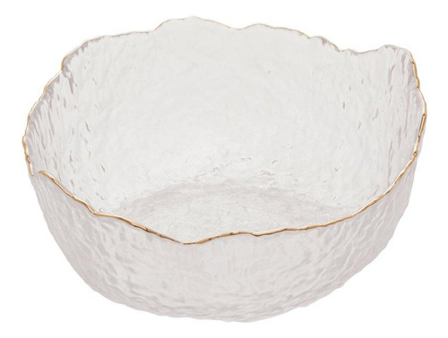 Bowl Cristal de Chumbo Martelado com Borda Dourado Taj 19cm