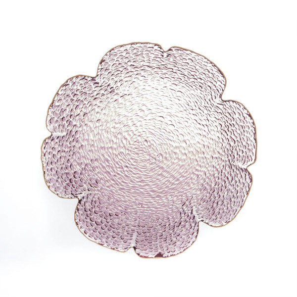 Encontraproduto.com.br - Bowl Rojemac De Cristal Martelado Com Borda Dourada Taj Flor Rosa 28968