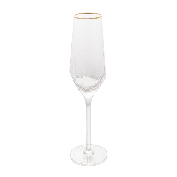 Encontraproduto.com.br - Jogo 2 Taças para Champanhe em Cristal de Chumbo com Borda Dourada 300ml