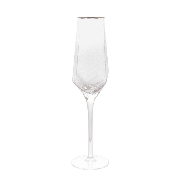 Encontraproduto.com.br - Jogo 2 Taças para Champanhe em Cristal de Chumbo com Borda Dourada 300ml