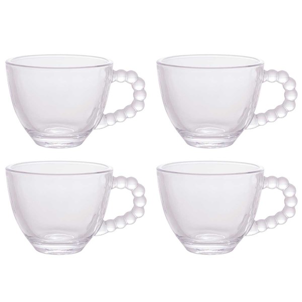 Encontraproduto.com.br - Conjunto 4 Xícaras de Café de Cristal sem Pires Pearl 80ml - Wolff