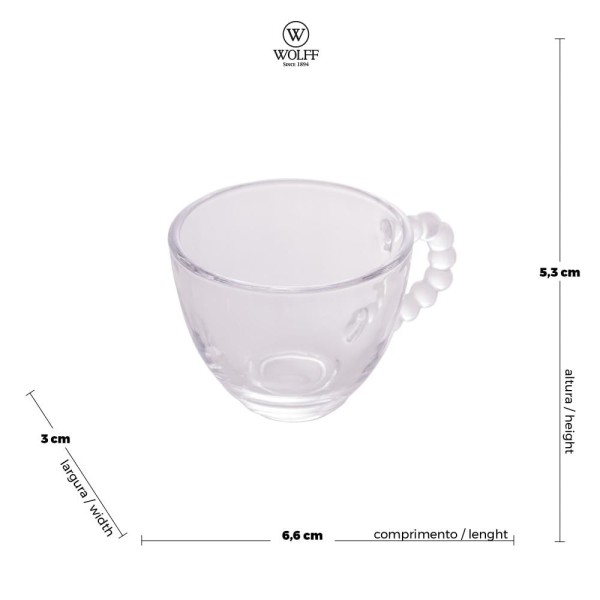 Encontraproduto.com.br - Conjunto 4 Xícaras de Café de Cristal sem Pires Pearl 80ml - Wolff