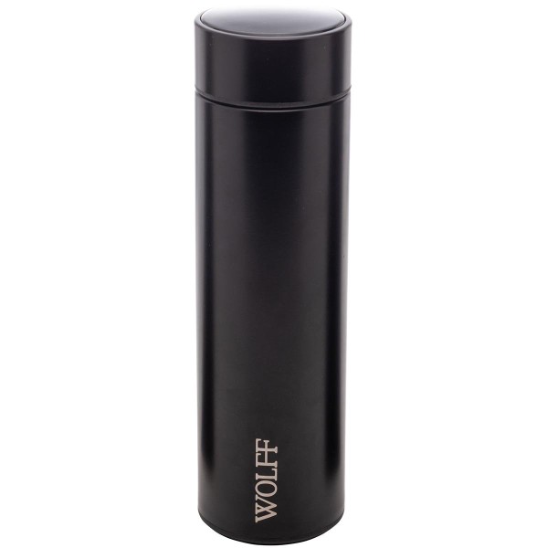 Encontraproduto.com.br - Garrafa Térmica de Aço Inox com Termometro em Led Preto 500ml