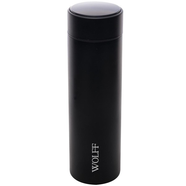 Encontraproduto.com.br - Garrafa Térmica de Aço Inox com Termometro em Led Preto 500ml
