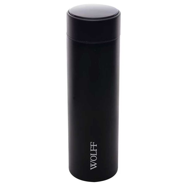 Encontraproduto.com.br - Garrafa Térmica de Aço Inox com Termometro em Led Preto 500ml