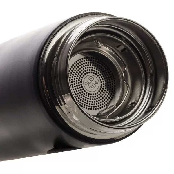 Encontraproduto.com.br - Garrafa Térmica de Aço Inox com Termometro em Led Preto 500ml