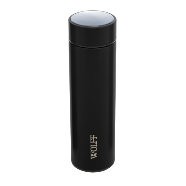 Encontraproduto.com.br - Garrafa Térmica de Aço Inox com Termometro em Led Preto 500ml