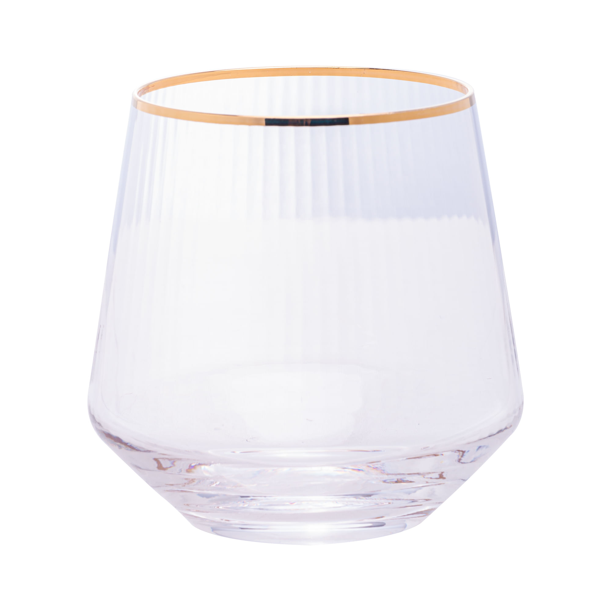Encontraproduto.com.br - Jogo 2 Copos Baixos de Vidro com Borda Dourada 330ml