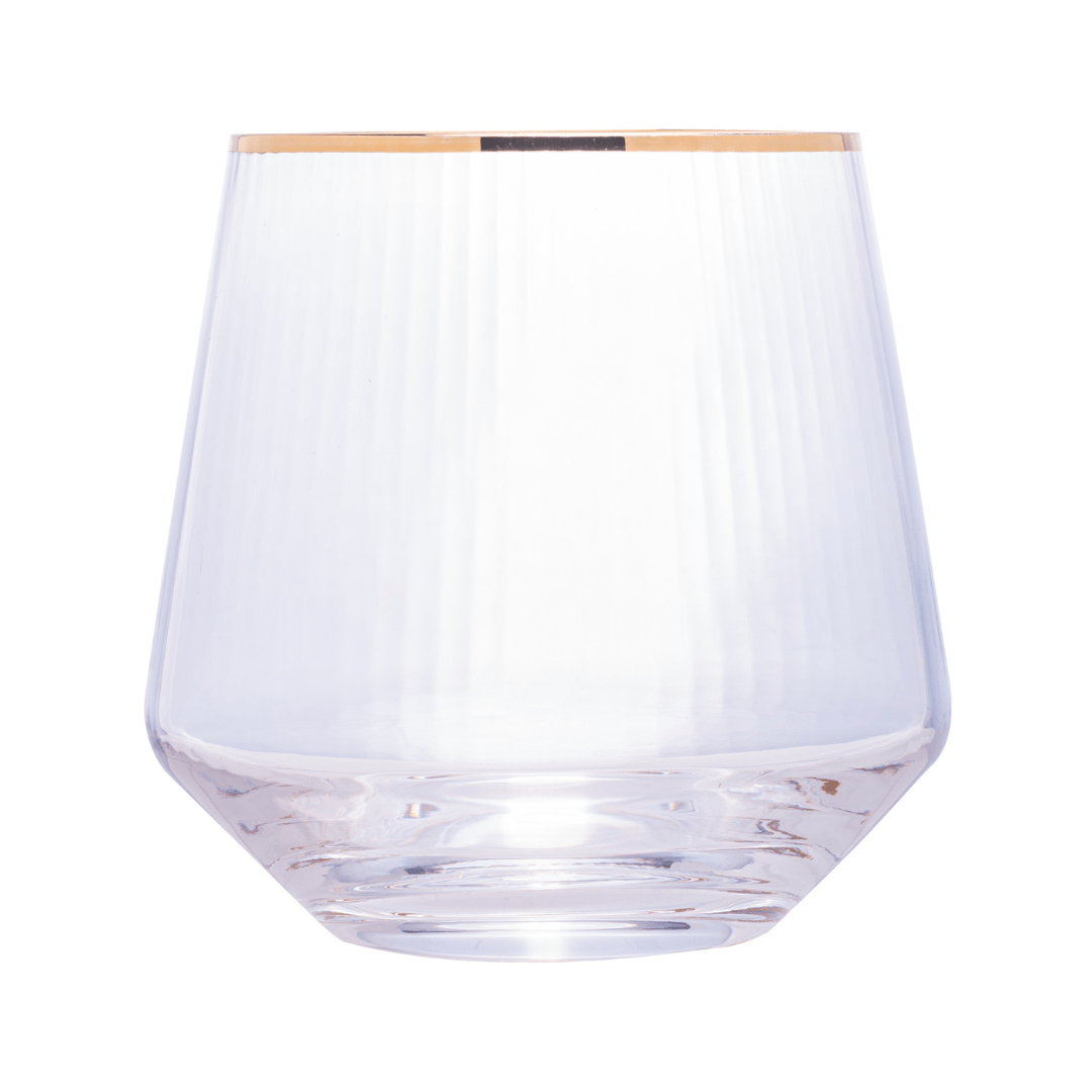 Encontraproduto.com.br - Jogo 2 Copos Baixos de Vidro com Borda Dourada 330ml
