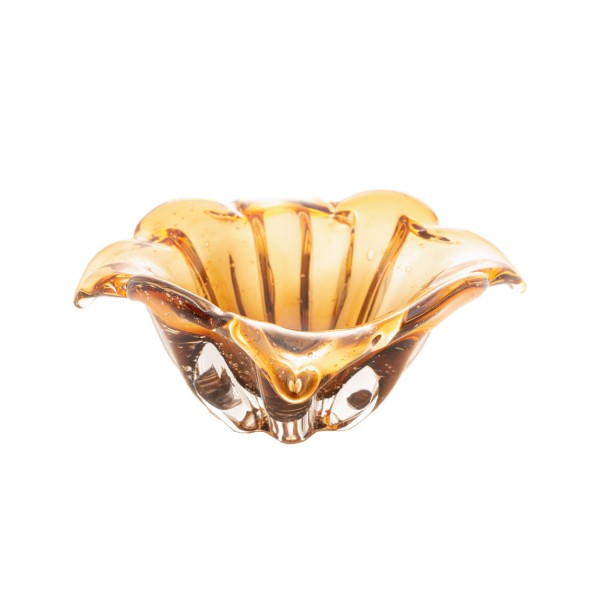 Encontraproduto.com.br - Centro de Mesa de Vidro Italy Âmbar e Marrom 15cm x 8cm - Wolff