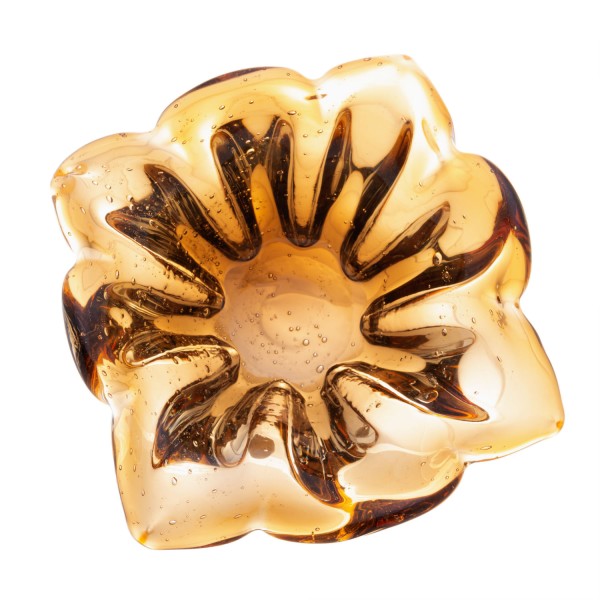Encontraproduto.com.br - Centro de Mesa de Vidro Italy Âmbar e Marrom 15cm x 8cm - Wolff
