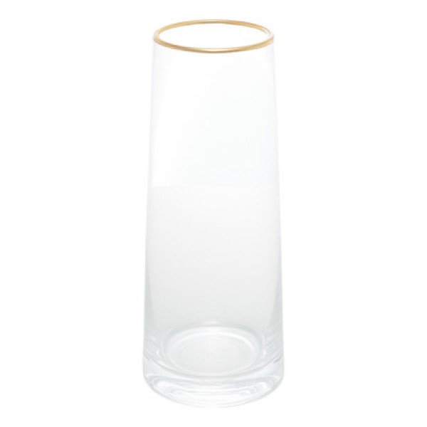 Encontraproduto.com.br - Vaso de Vidro com Borda Dourada Liz 9cm x 22cm