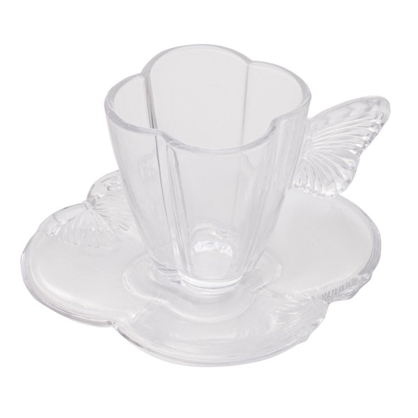 Encontraproduto.com.br - Jogo 4 Xicaras de Café com Pires de Vidro Butterfly 80ml