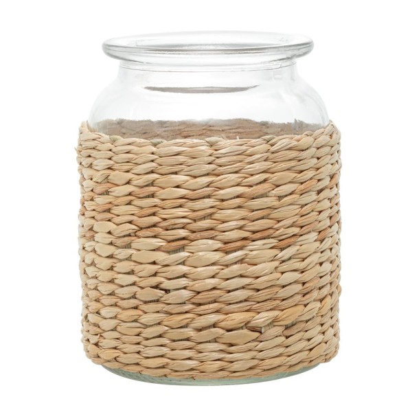 Encontraproduto.com.br - Vaso de Vidro e Fibra Natural 10cm x 14cm - Wolff