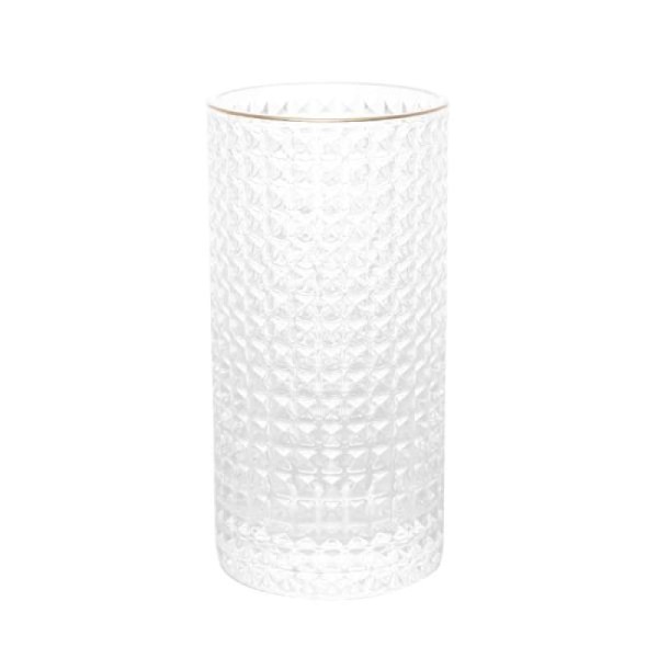 Encontraproduto.com.br - Conjunto 2 Copos Altos de Vidro com Borda Dourada Spike 400ml - Wolff