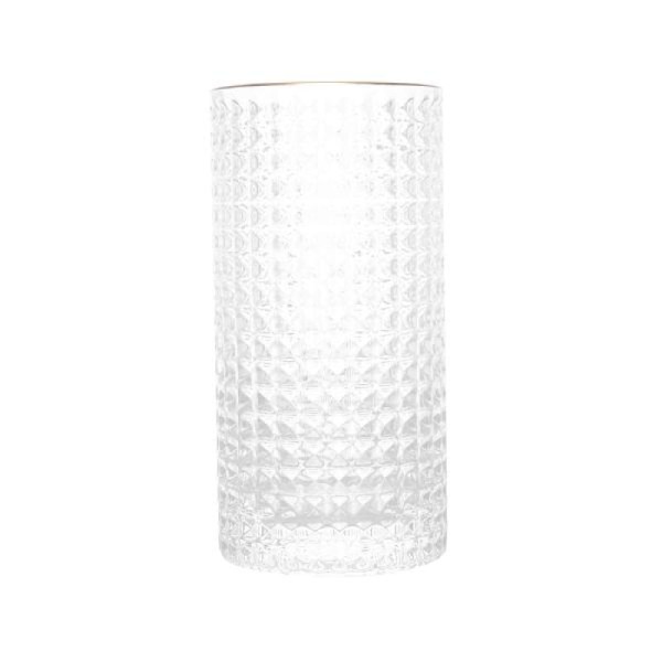 Encontraproduto.com.br - Conjunto 2 Copos Altos de Vidro com Borda Dourada Spike 400ml - Wolff