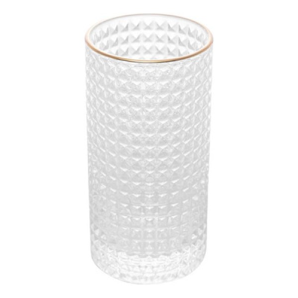 Encontraproduto.com.br - Conjunto 2 Copos Altos de Vidro com Borda Dourada Spike 400ml - Wolff