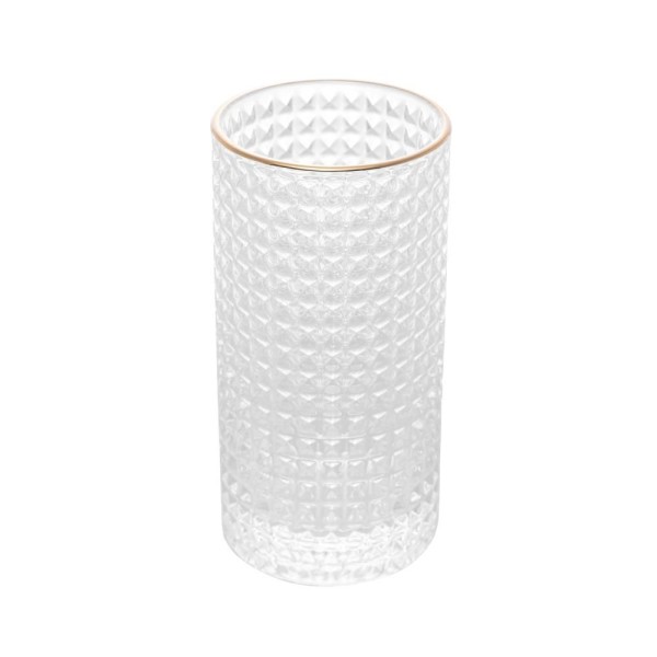 Encontraproduto.com.br - Conjunto 2 Copos Altos de Vidro com Borda Dourada Spike 400ml - Wolff