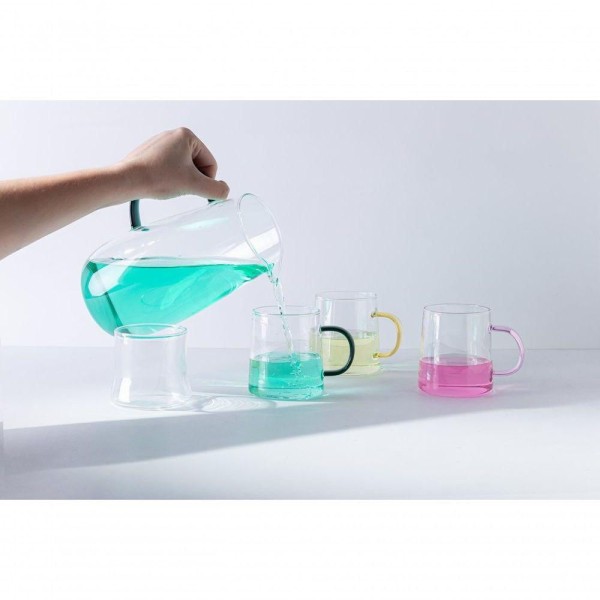 Encontraproduto.com.br - Conjunto 2 Canecas de Vidro Borossilicato com Alça Fun Rosa 320ml - Wolff