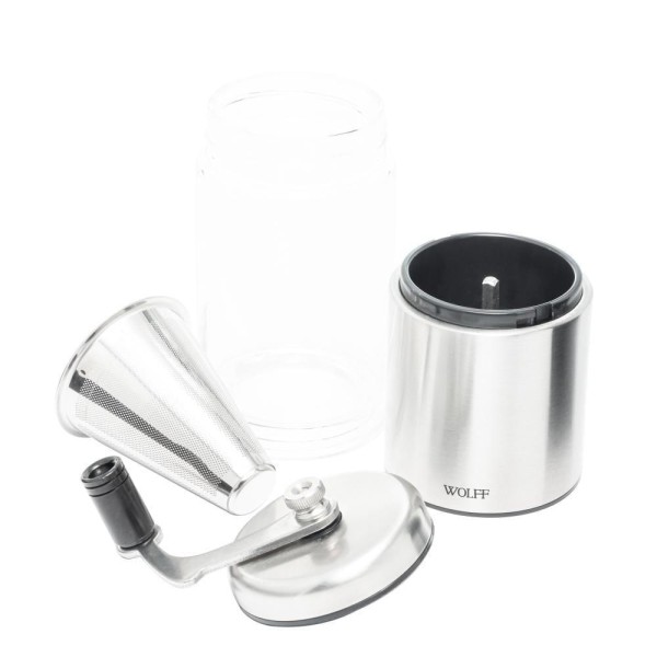 Encontraproduto.com.br - Moedor de Café de Aço Inox Manual com Filtro 6,5cm x 6,5cm x 21cm - Wolff