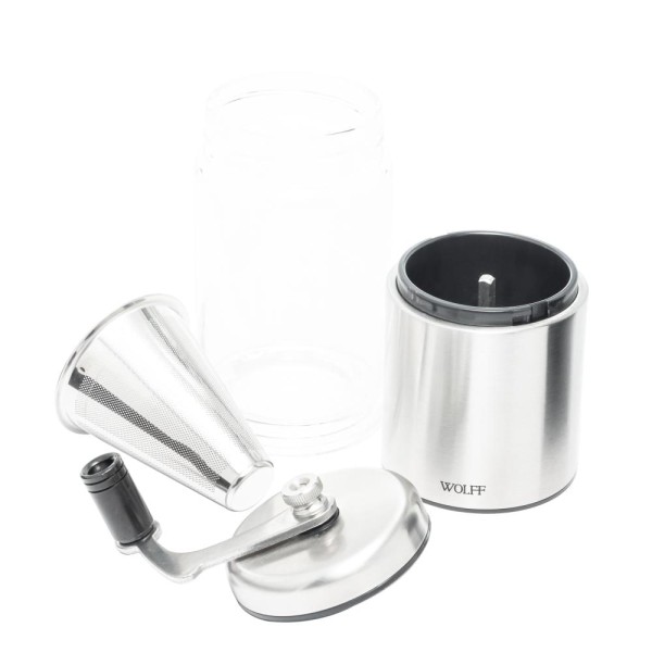 Encontraproduto.com.br - Moedor de Café de Aço Inox Manual com Filtro 6,5cm x 6,5cm x 21cm - Wolff