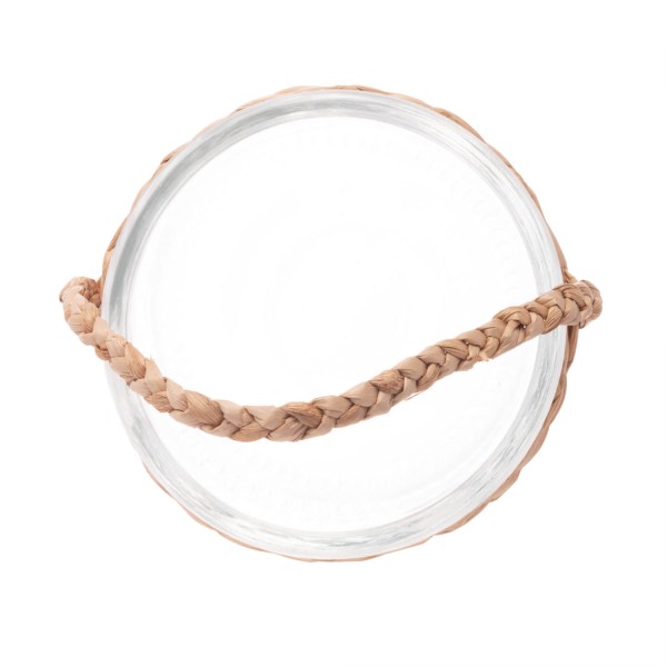 Encontraproduto.com.br - Castiçal de Vidro e Fibra Natural 12,5cm x 12cm - Wolff