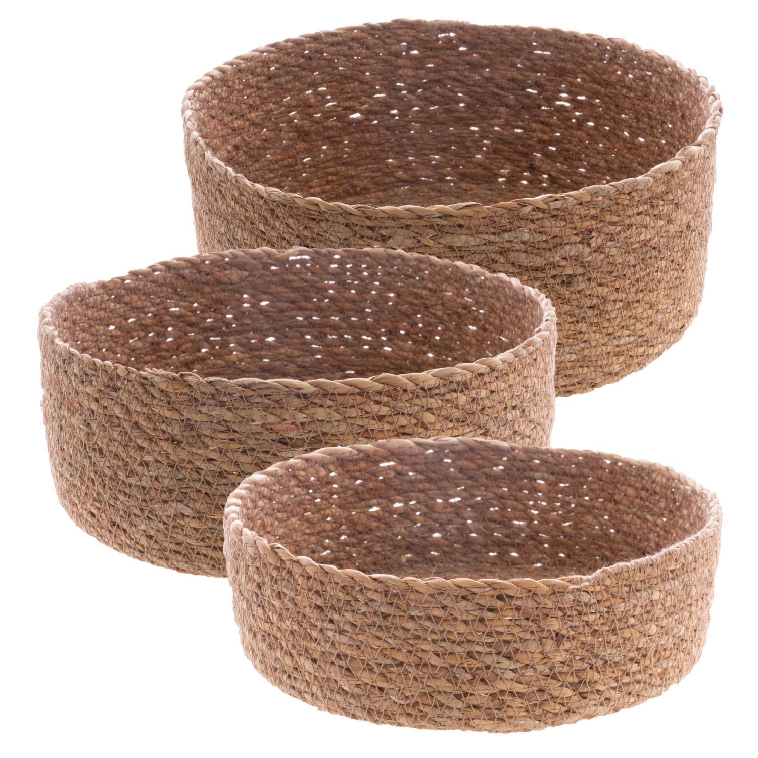 Encontraproduto.com.br - Conjunto 3 Cestos Redondos Retos de Fibra Natural - Wolff