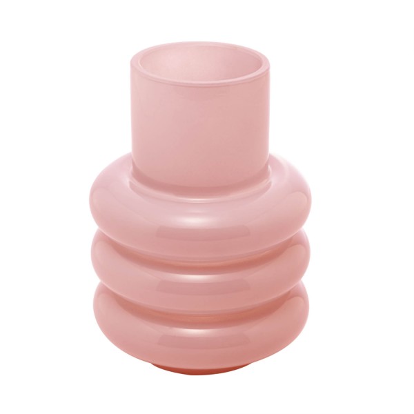 Vaso de Vidro Gomos Rosa 10cm x 10cm x 14cm - Wolff