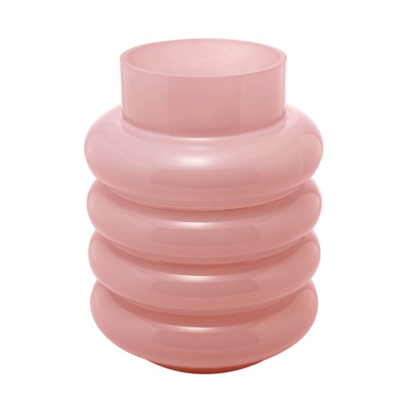Encontraproduto.com.br - Vaso de Vidro Gomos Rosa 15cm x 15cm x 20cm - Wolff